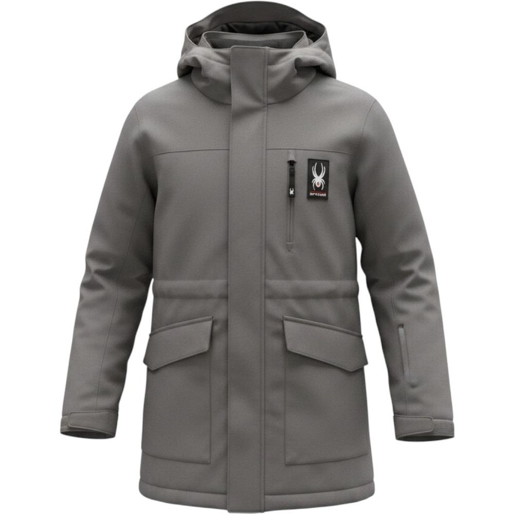 Spyder Kids Gray Insulated Hooded Winter Parka Jacket Size Medium 10/12 SFFEM3TF